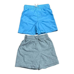 George Shorts Boys Medium 7-8 Blue Swim Trunks Mesh Liner + Gray Knit Lot of 2
